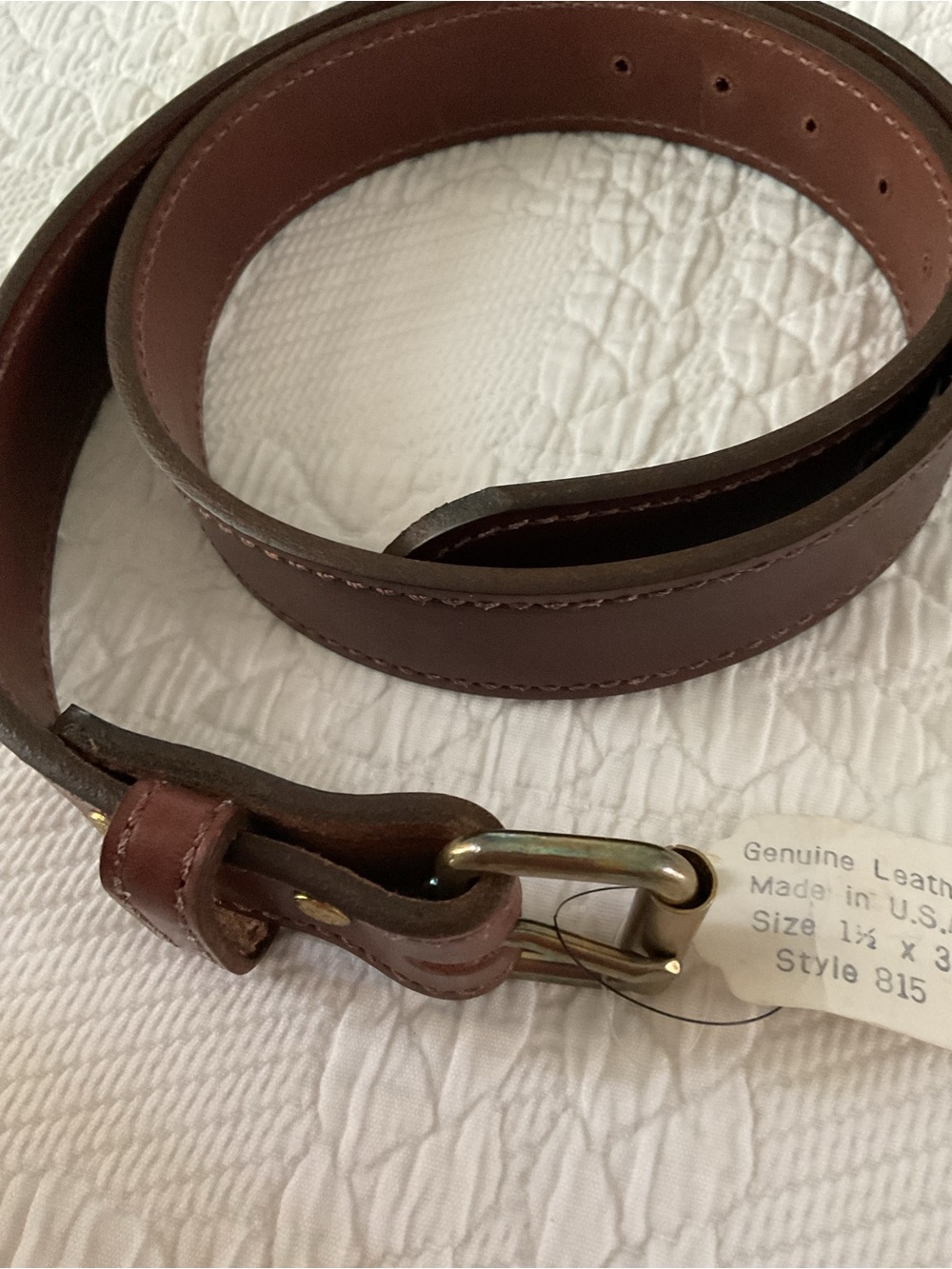 Men's Genuine Leather Brown Belt with Brass-Tone Buckle